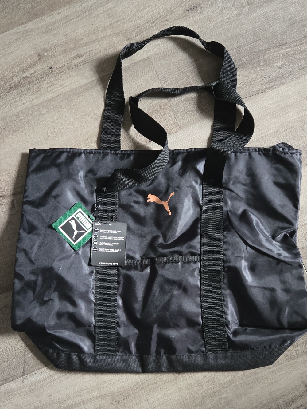 Puma Black Tote with Orange Puma Cat Logo